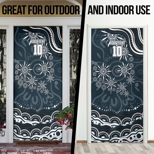 Personalized Carlton Blues Rugby Door Cover Aboriginal Dot Art - Dreamtime Football Mascot