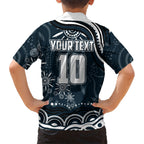 Personalized Carlton Blues Rugby Family Matching Off Shoulder Short Dress and Hawaiian Shirt Aboriginal Dot Art - Dreamtime Football Mascot