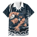 Personalized Carlton Blues Rugby Family Matching Short Sleeve Bodycon Dress and Hawaiian Shirt Aboriginal Dot Art - Dreamtime Football Mascot