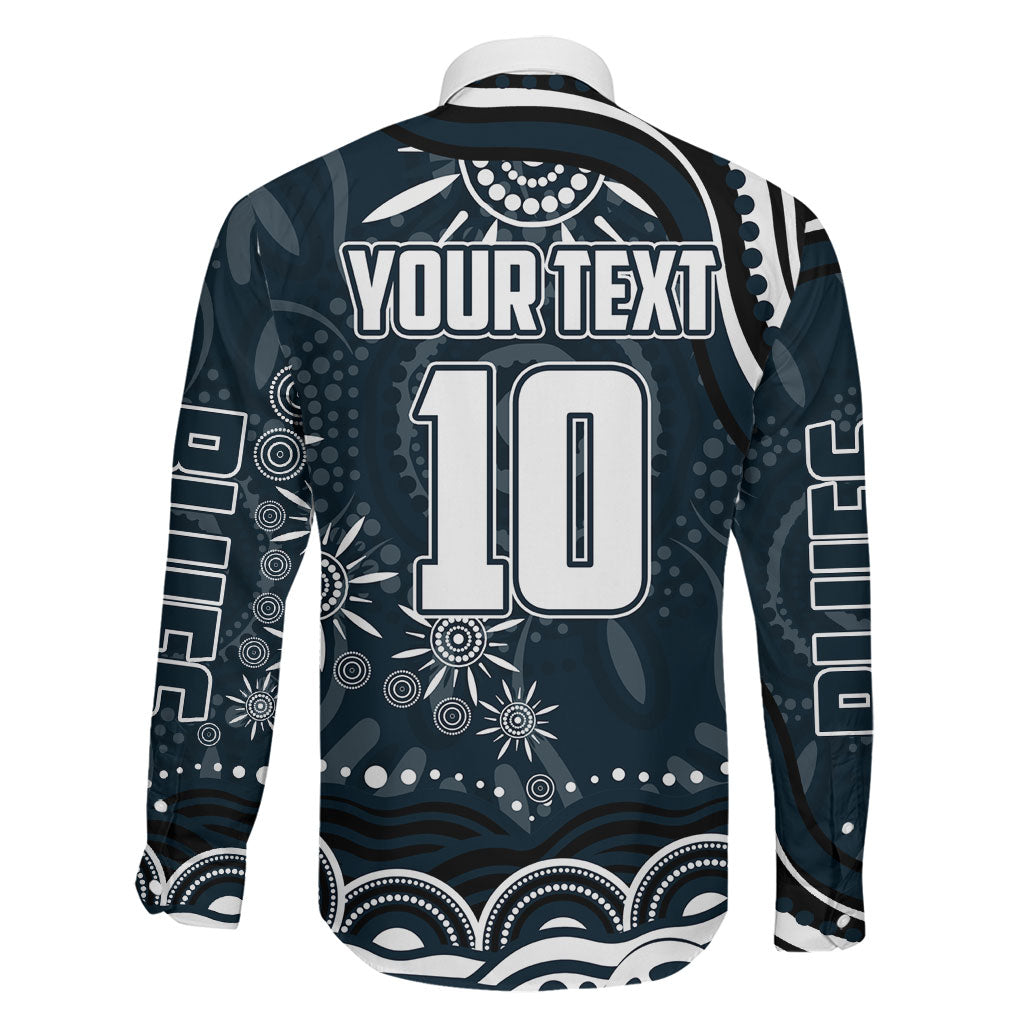 Personalized Carlton Blues Rugby Family Matching Short Sleeve Bodycon Dress and Hawaiian Shirt Aboriginal Dot Art - Dreamtime Football Mascot
