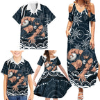 Personalized Carlton Blues Rugby Family Matching Summer Maxi Dress and Hawaiian Shirt Aboriginal Dot Art - Dreamtime Football Mascot