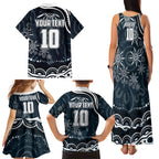 Personalized Carlton Blues Rugby Family Matching Tank Maxi Dress and Hawaiian Shirt Aboriginal Dot Art - Dreamtime Football Mascot