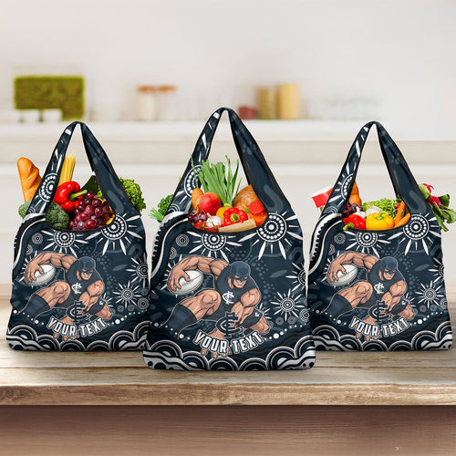 Personalized Carlton Blues Rugby Grocery Bag Aboriginal Dot Art - Dreamtime Football Mascot