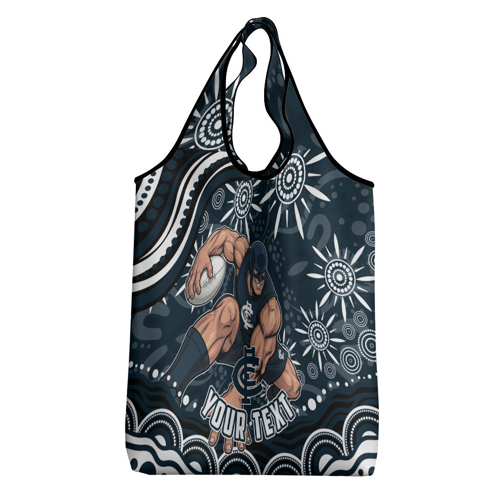 Personalized Carlton Blues Rugby Grocery Bag Aboriginal Dot Art - Dreamtime Football Mascot