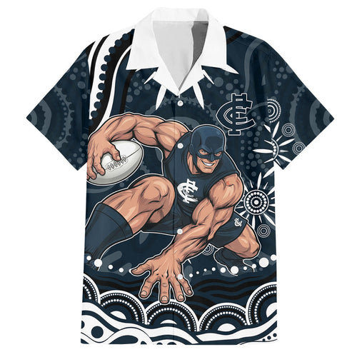 Personalized Carlton Blues Rugby Hawaiian Shirt Aboriginal Dot Art - Dreamtime Football Mascot