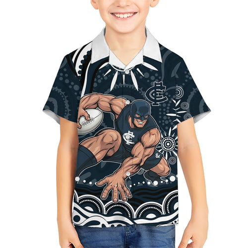 Personalized Carlton Blues Rugby Hawaiian Shirt Aboriginal Dot Art - Dreamtime Football Mascot