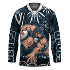 Personalized Carlton Blues Rugby Hockey Jersey Aboriginal Dot Art - Dreamtime Football Mascot