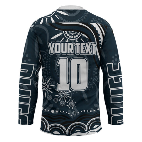 Personalized Carlton Blues Rugby Hockey Jersey Aboriginal Dot Art - Dreamtime Football Mascot