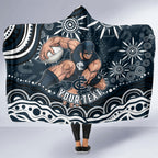 Personalized Carlton Blues Rugby Hooded Blanket Aboriginal Dot Art - Dreamtime Football Mascot