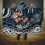 Personalized Carlton Blues Rugby Hooded Blanket Aboriginal Dot Art - Dreamtime Football Mascot