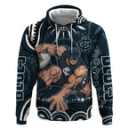 Personalized Carlton Blues Rugby Hoodie Aboriginal Dot Art - Dreamtime Football Mascot