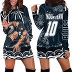 Personalized Carlton Blues Rugby Hoodie Dress Aboriginal Dot Art - Dreamtime Football Mascot