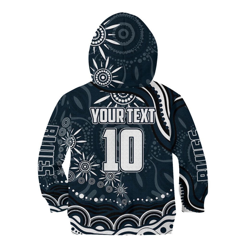 Personalized Carlton Blues Rugby Kid Hoodie Aboriginal Dot Art - Dreamtime Football Mascot