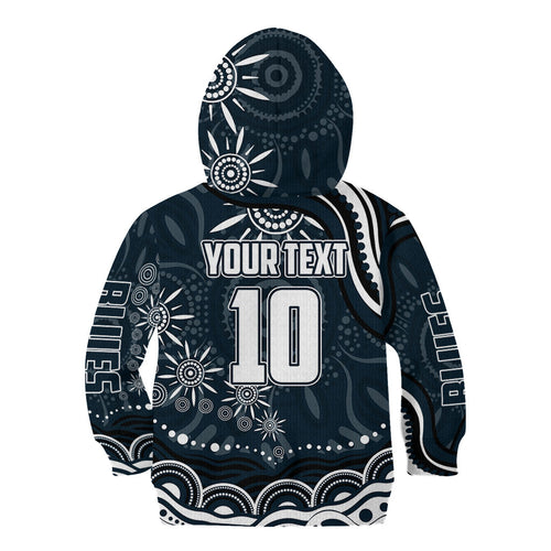 Personalized Carlton Blues Rugby Kid Hoodie Aboriginal Dot Art - Dreamtime Football Mascot