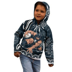 Personalized Carlton Blues Rugby Kid Hoodie Aboriginal Dot Art - Dreamtime Football Mascot