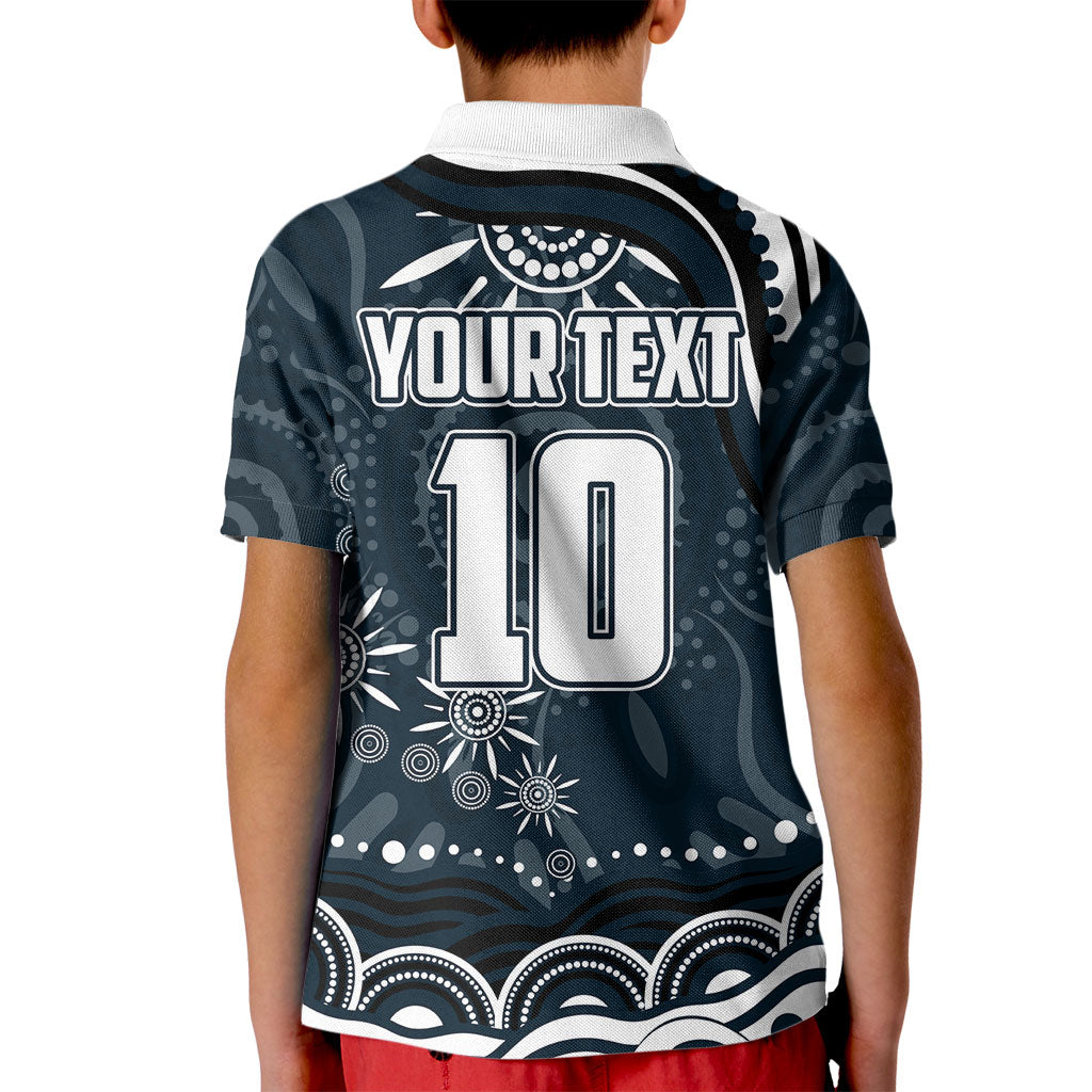 Personalized Carlton Blues Rugby Kid Polo Shirt Aboriginal Dot Art - Dreamtime Football Mascot