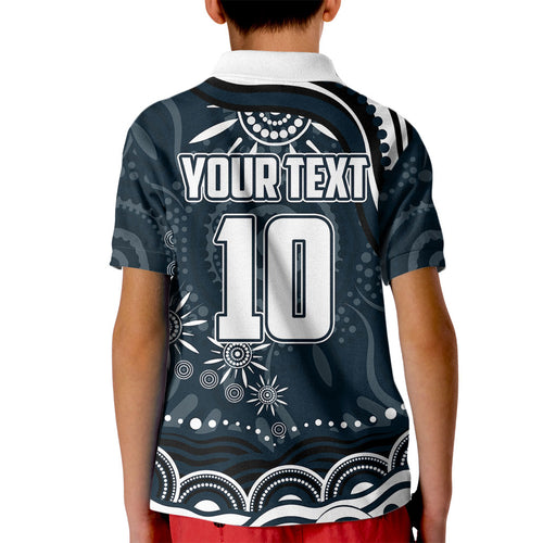 Personalized Carlton Blues Rugby Kid Polo Shirt Aboriginal Dot Art - Dreamtime Football Mascot