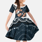 Personalized Carlton Blues Rugby Kid Short Sleeve Dress Aboriginal Dot Art - Dreamtime Football Mascot