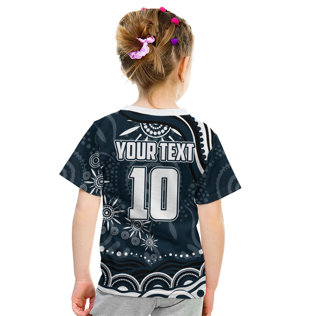 Personalized Carlton Blues Rugby Kid T Shirt Aboriginal Dot Art - Dreamtime Football Mascot