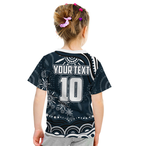 Personalized Carlton Blues Rugby Kid T Shirt Aboriginal Dot Art - Dreamtime Football Mascot