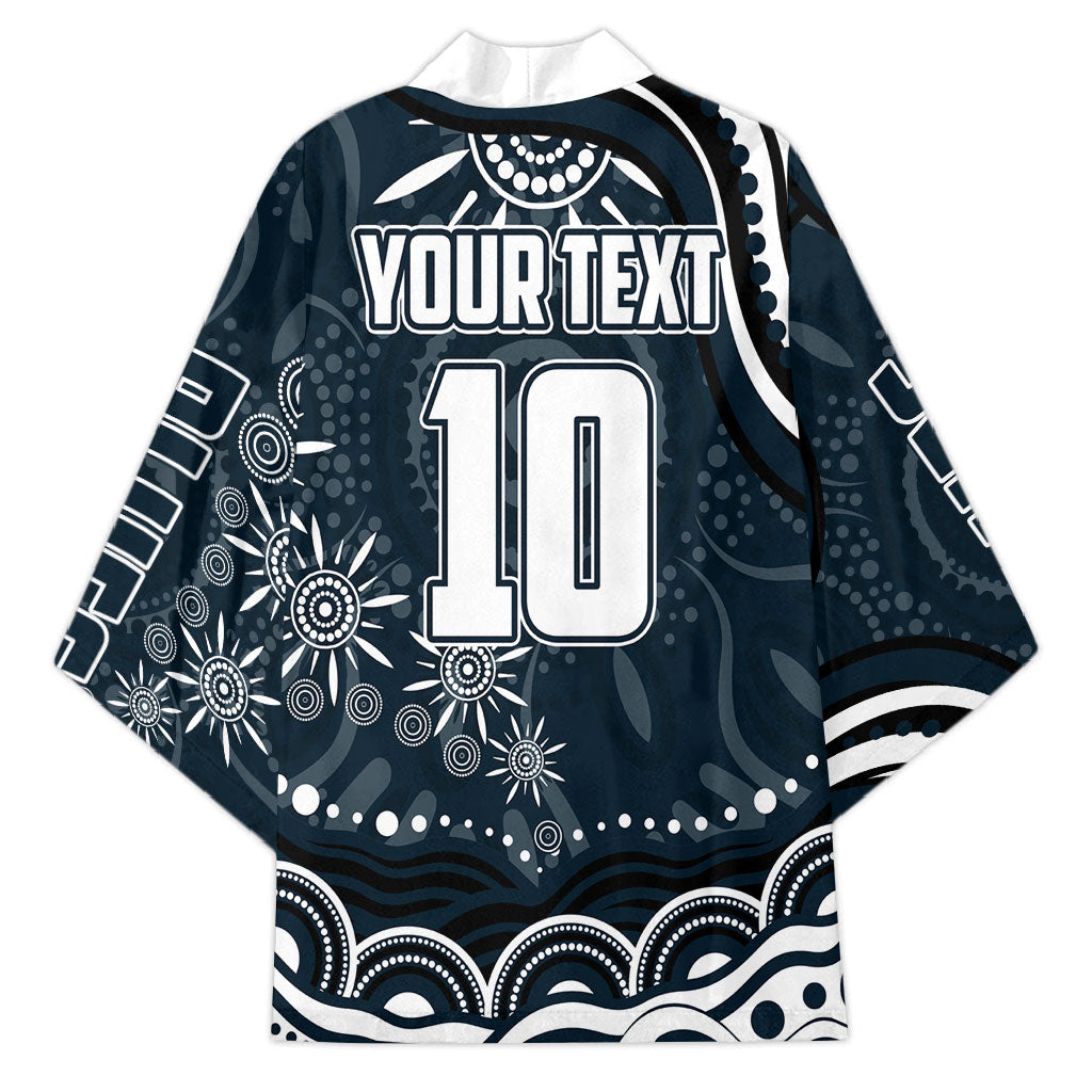 Personalized Carlton Blues Rugby Kimono Aboriginal Dot Art - Dreamtime Football Mascot