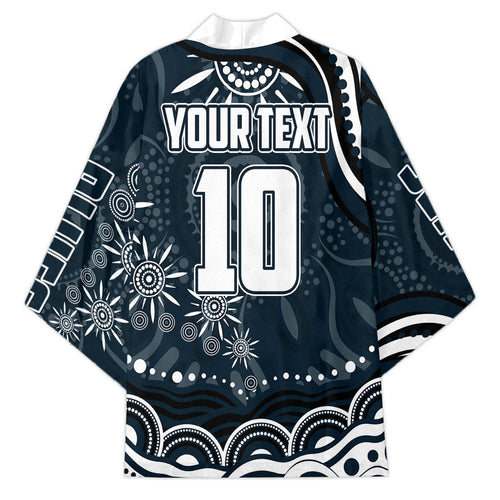 Personalized Carlton Blues Rugby Kimono Aboriginal Dot Art - Dreamtime Football Mascot