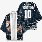 Personalized Carlton Blues Rugby Kimono Aboriginal Dot Art - Dreamtime Football Mascot