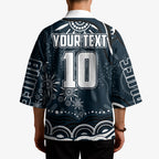 Personalized Carlton Blues Rugby Kimono Aboriginal Dot Art - Dreamtime Football Mascot