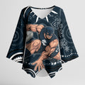 Personalized Carlton Blues Rugby Kimono Sleeve Blouse Aboriginal Dot Art - Dreamtime Football Mascot