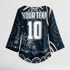 Personalized Carlton Blues Rugby Kimono Sleeve Blouse Aboriginal Dot Art - Dreamtime Football Mascot