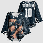 Personalized Carlton Blues Rugby Kimono Sleeve Blouse Aboriginal Dot Art - Dreamtime Football Mascot