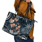 Personalized Carlton Blues Rugby Leather Tote Bag Aboriginal Dot Art - Dreamtime Football Mascot