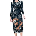Personalized Carlton Blues Rugby Long Sleeve Bodycon Dress Aboriginal Dot Art - Dreamtime Football Mascot