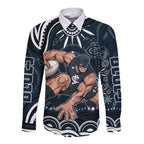 Personalized Carlton Blues Rugby Long Sleeve Button Shirt Aboriginal Dot Art - Dreamtime Football Mascot