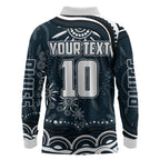 Personalized Carlton Blues Rugby Long Sleeve Polo Shirt Aboriginal Dot Art - Dreamtime Football Mascot