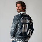 Personalized Carlton Blues Rugby Long Sleeve Polo Shirt Aboriginal Dot Art - Dreamtime Football Mascot
