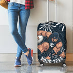Personalized Carlton Blues Rugby Luggage Cover Aboriginal Dot Art - Dreamtime Football Mascot