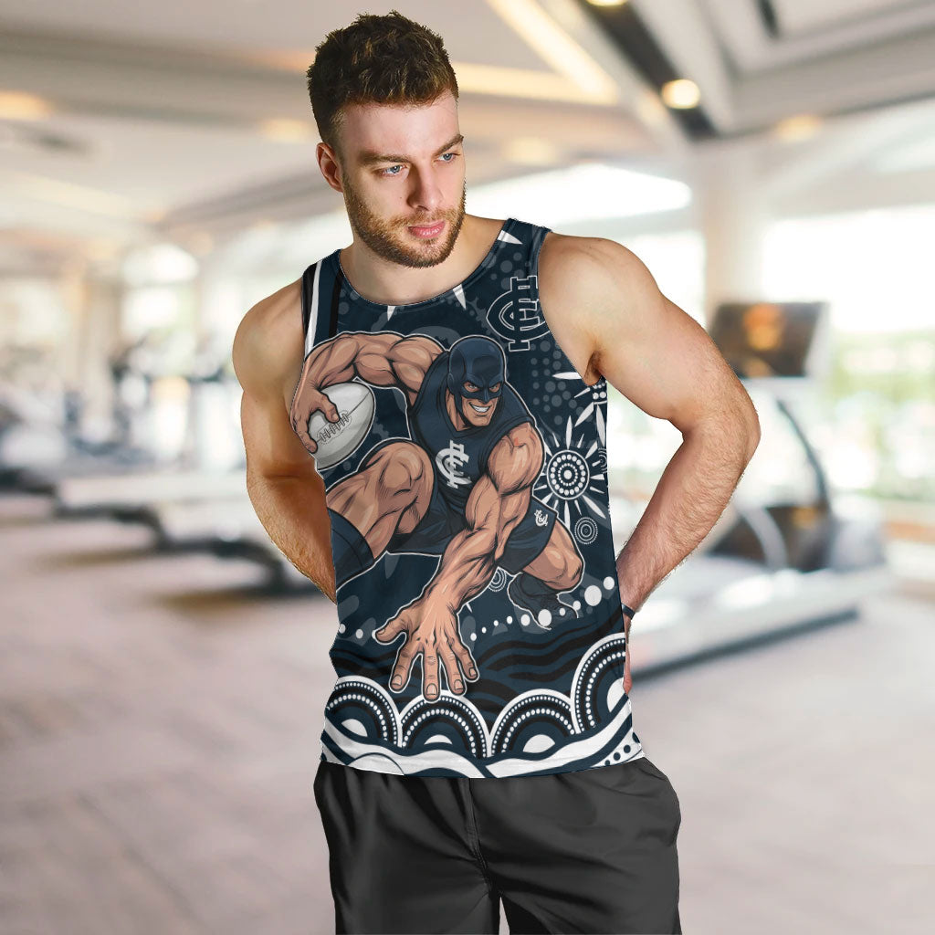 Personalized Carlton Blues Rugby Men Tank Top Aboriginal Dot Art - Dreamtime Football Mascot