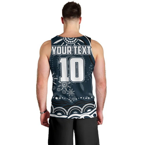 Personalized Carlton Blues Rugby Men Tank Top Aboriginal Dot Art - Dreamtime Football Mascot