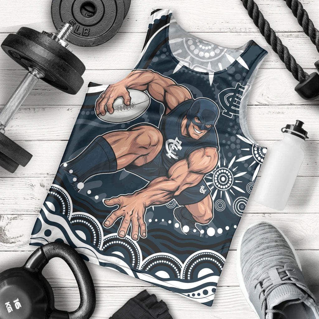 Personalized Carlton Blues Rugby Men Tank Top Aboriginal Dot Art - Dreamtime Football Mascot