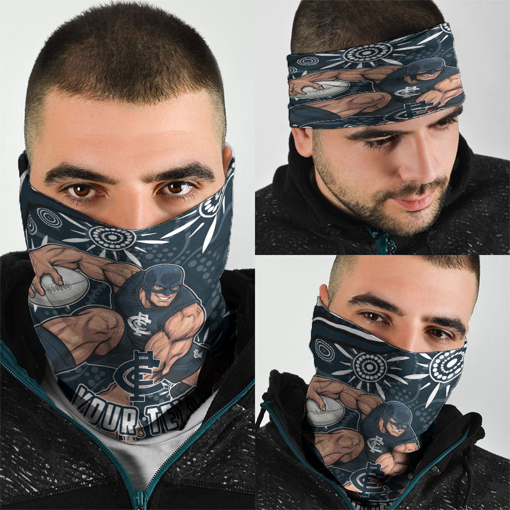 Personalized Carlton Blues Rugby Neck Gaiter Aboriginal Dot Art - Dreamtime Football Mascot