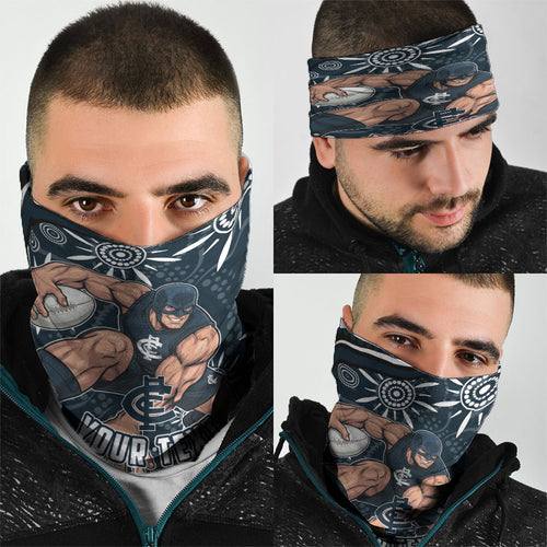 Personalized Carlton Blues Rugby Neck Gaiter Aboriginal Dot Art - Dreamtime Football Mascot