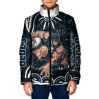 Personalized Carlton Blues Rugby Padded Jacket Aboriginal Dot Art - Dreamtime Football Mascot