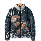 Personalized Carlton Blues Rugby Padded Jacket Aboriginal Dot Art - Dreamtime Football Mascot