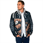 Personalized Carlton Blues Rugby Padded Jacket Aboriginal Dot Art - Dreamtime Football Mascot