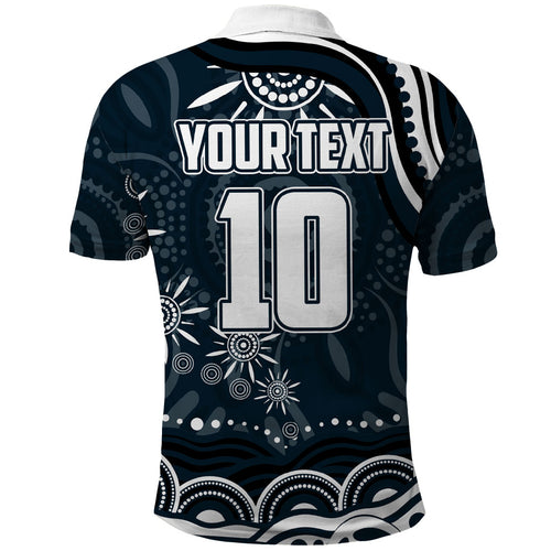 Personalized Carlton Blues Rugby Polo Shirt Aboriginal Dot Art - Dreamtime Football Mascot