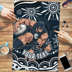 Personalized Carlton Blues Rugby Puzzle Aboriginal Dot Art - Dreamtime Football Mascot