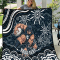 Personalized Carlton Blues Rugby Quilt Aboriginal Dot Art - Dreamtime Football Mascot