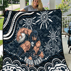 Personalized Carlton Blues Rugby Quilt Aboriginal Dot Art - Dreamtime Football Mascot