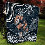 Personalized Carlton Blues Rugby Quilt Aboriginal Dot Art - Dreamtime Football Mascot